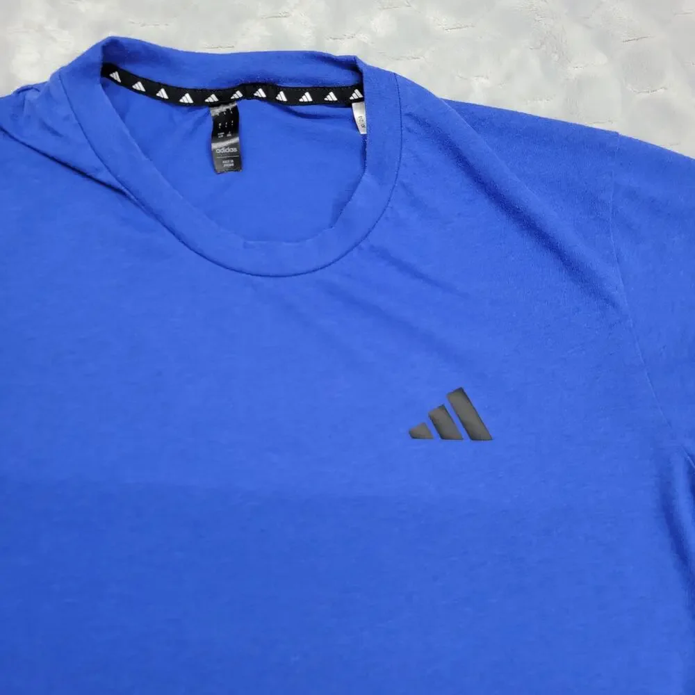 Adidas Aeroready Mens Large Blue Short Sleeve Athletic Training T-Shirt Tee